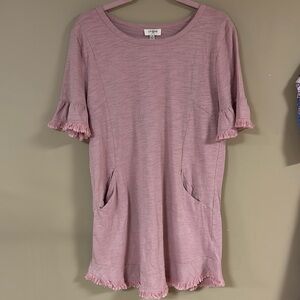 Umgee Pink Ruffle Hem Dress
